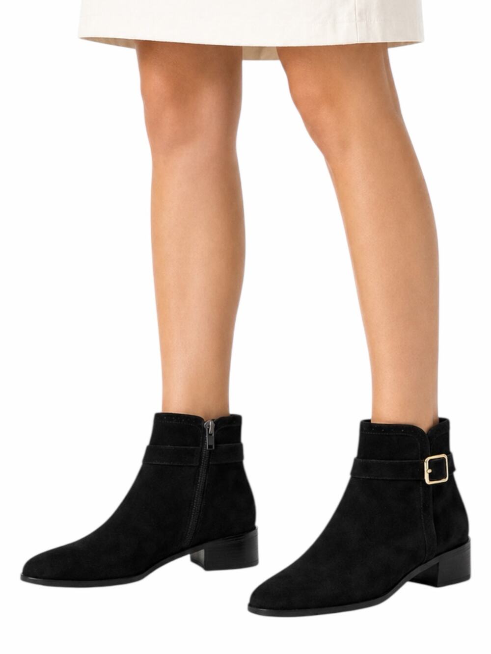Cole Haan Norella Buckle Snip Toe Suede Ankle Boots Black Size 10B